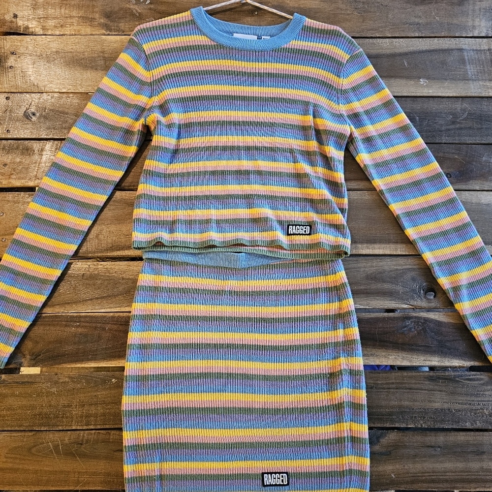 Ragged Priest Pastel Rainbow Sweater Set Size Small/Medium